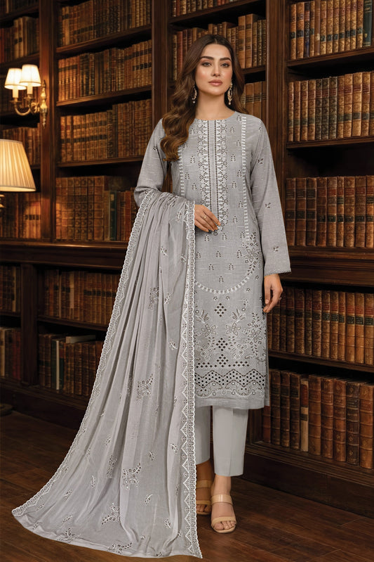White Rose RangNoor Lawn Embroidered 3 Piece 03 - Waheed Javaid Collections