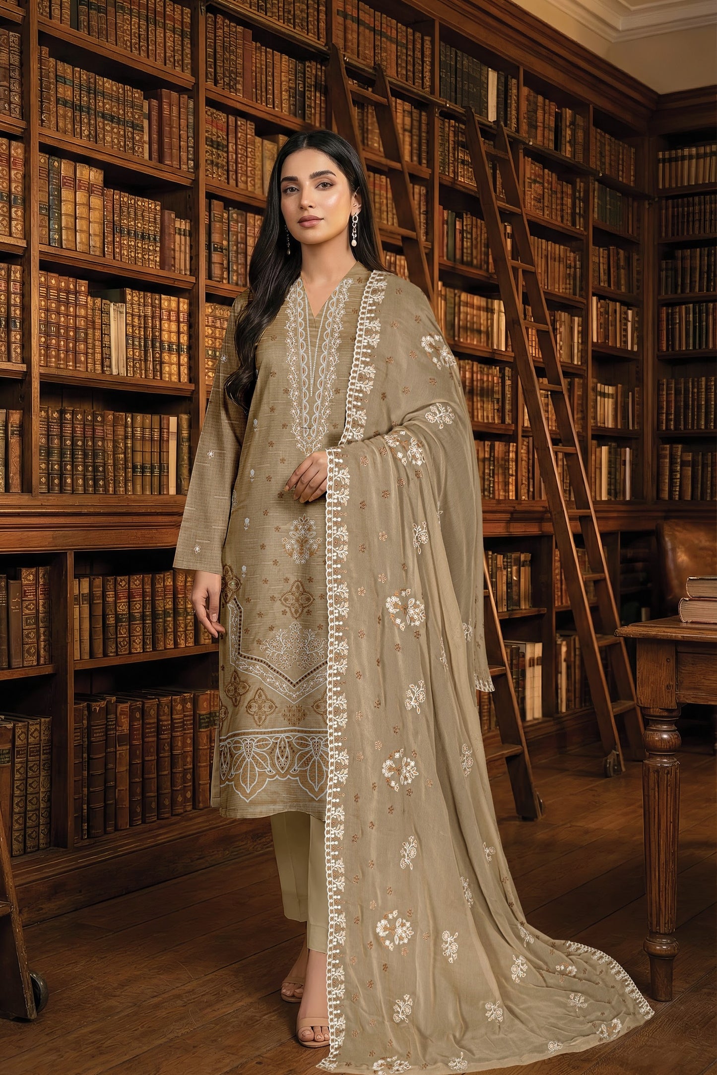 White Rose RangNoor Lawn Embroidered 3 Piece 04 - Waheed Javaid Collections