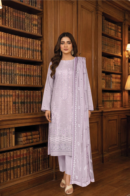 White Rose RangNoor Lawn Embroidered 3 Piece 05 - Waheed Javaid Collections