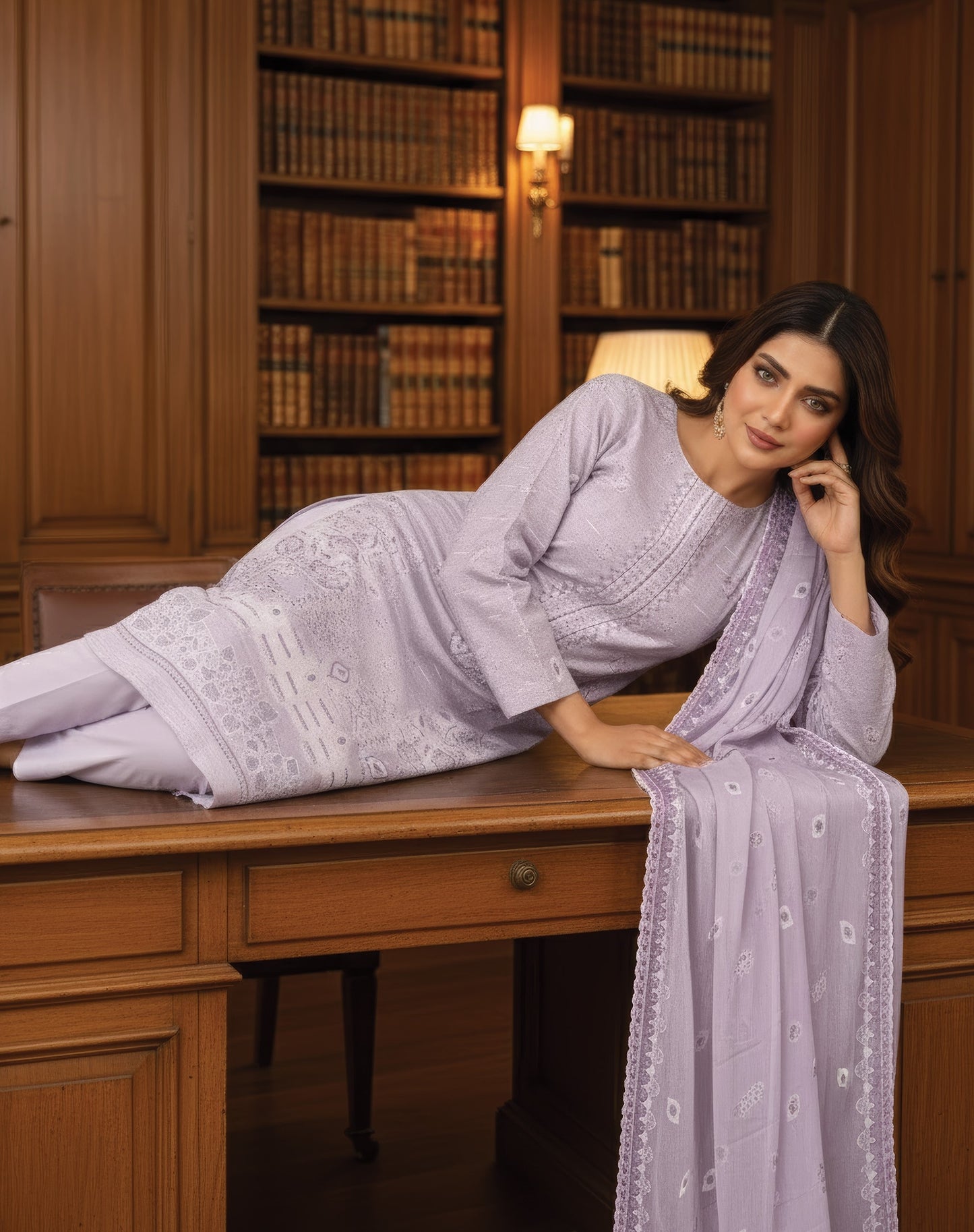 White Rose RangNoor Lawn Embroidered 3 Piece 05 - Waheed Javaid Collections