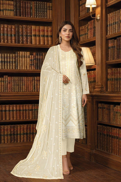 White Rose RangNoor Lawn Embroidered 3 Piece 06 - Waheed Javaid Collections