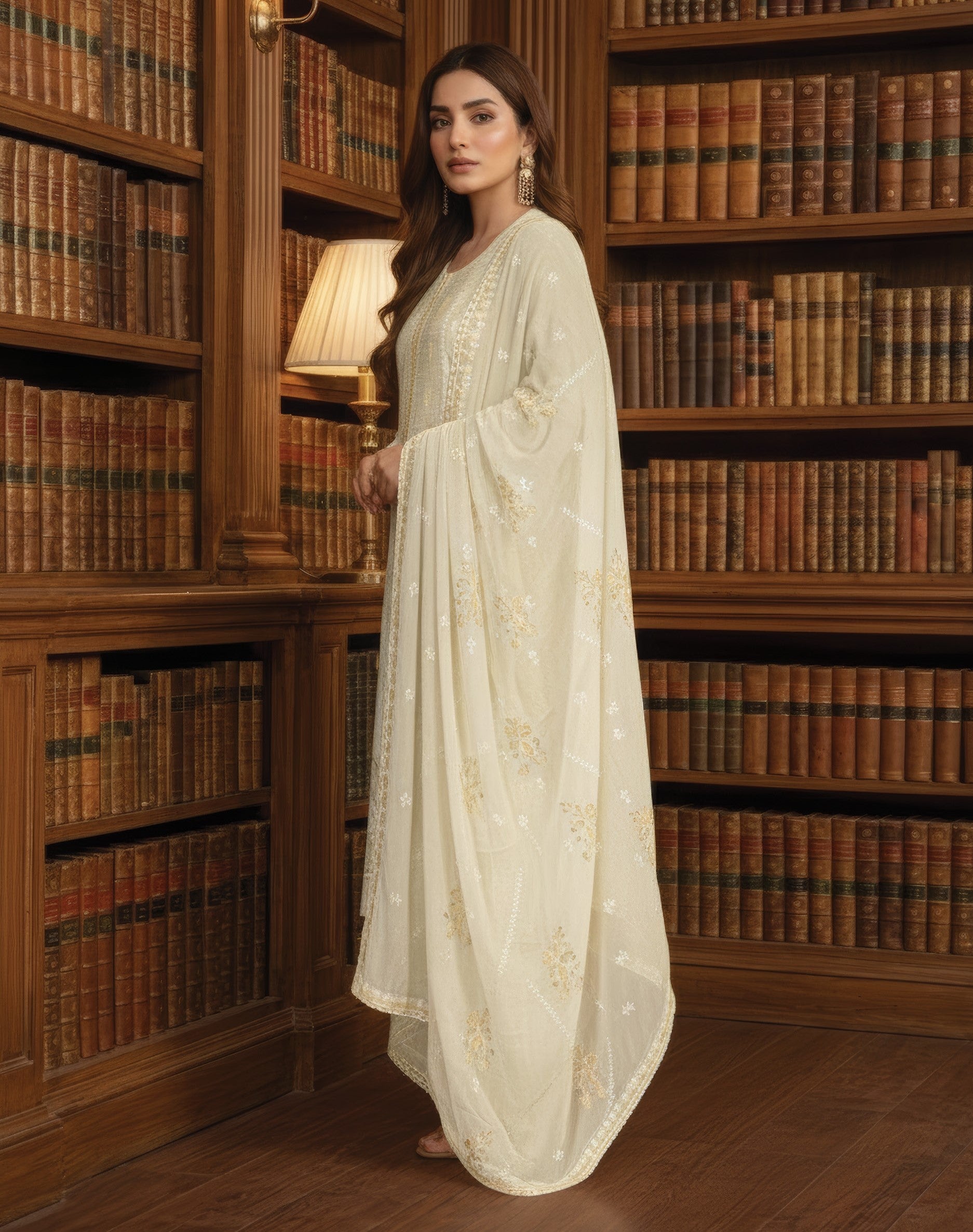 White Rose RangNoor Lawn Embroidered 3 Piece 06 - Waheed Javaid Collections