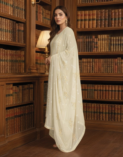 White Rose RangNoor Lawn Embroidered 3 Piece 06 - Waheed Javaid Collections