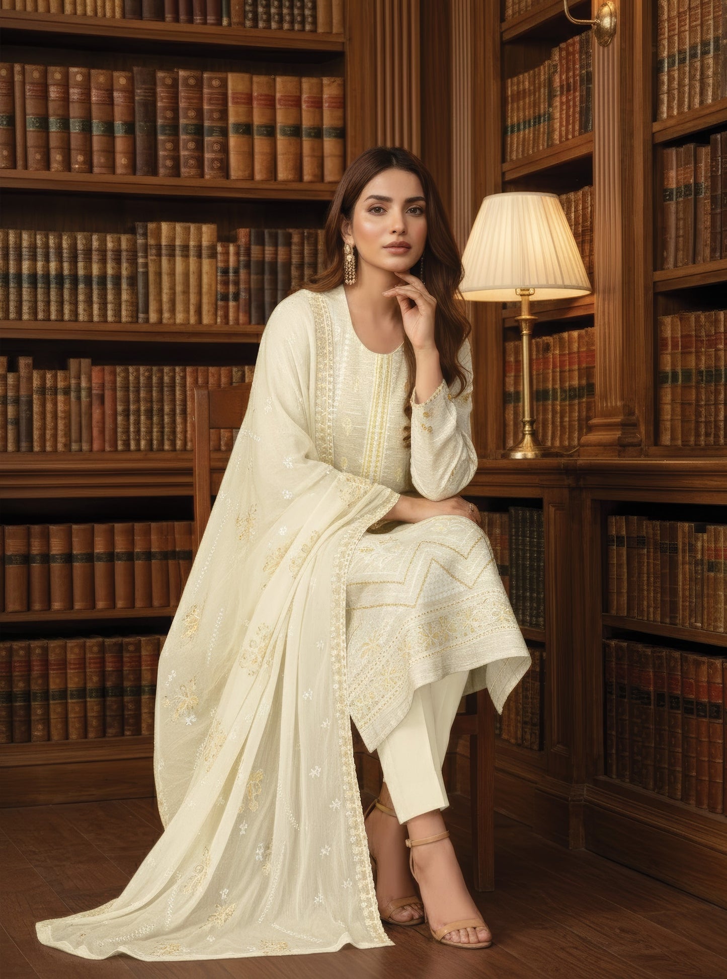 White Rose RangNoor Lawn Embroidered 3 Piece 06 - Waheed Javaid Collections