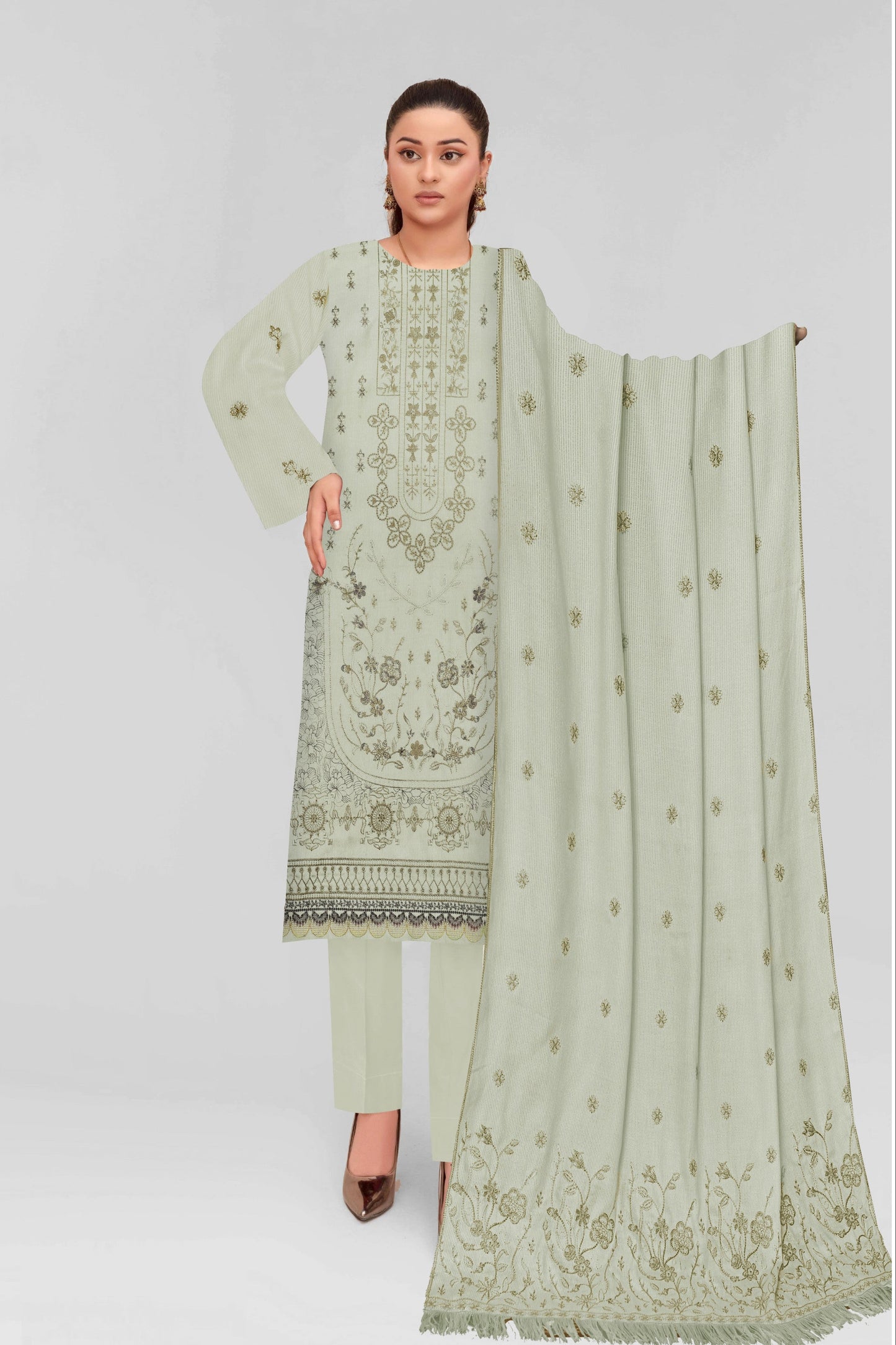 Zaleef Peach Leather Mother Collection Embroidered V-5 / D-2