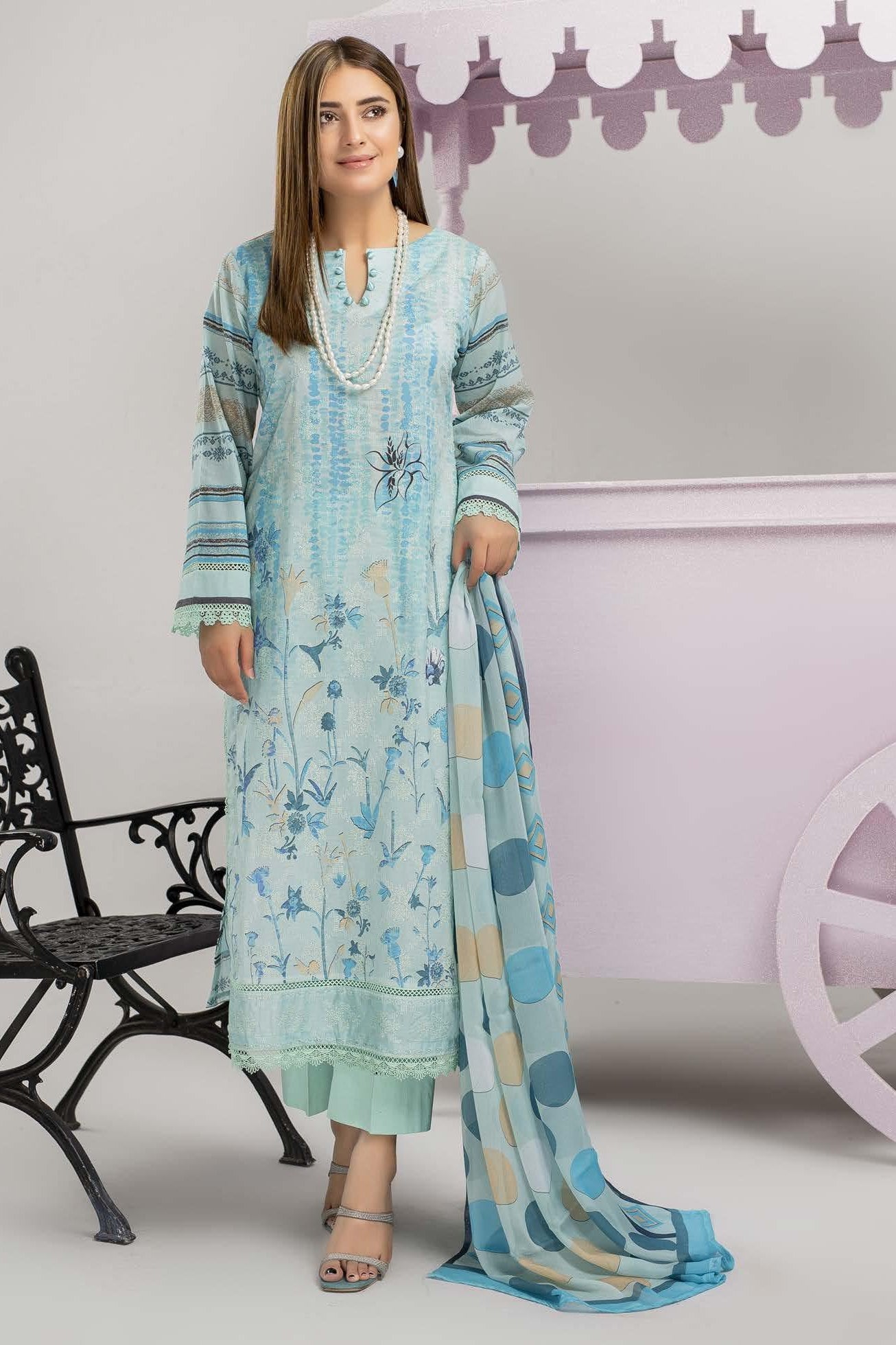 Saheliyaaan Lawn Chikenkari Chiffon Dupatta 006 - Waheed Javaid Collections