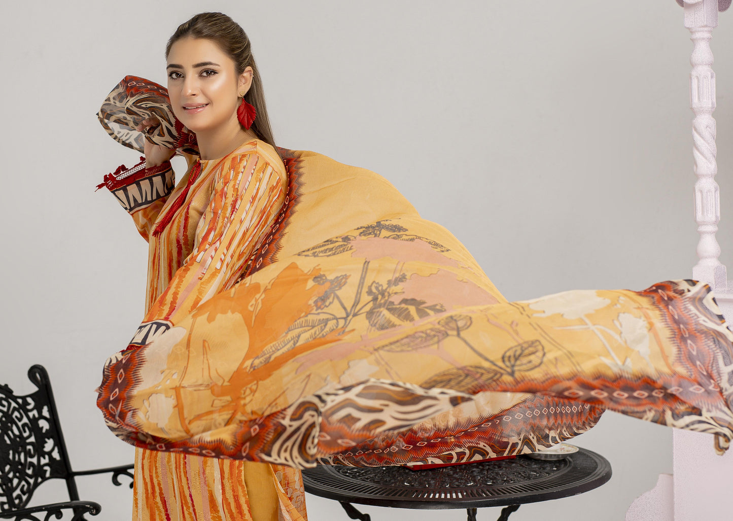 Saheliyaaan Lawn Chikenkari Chiffon Dupatta 008 - Waheed Javaid Collections