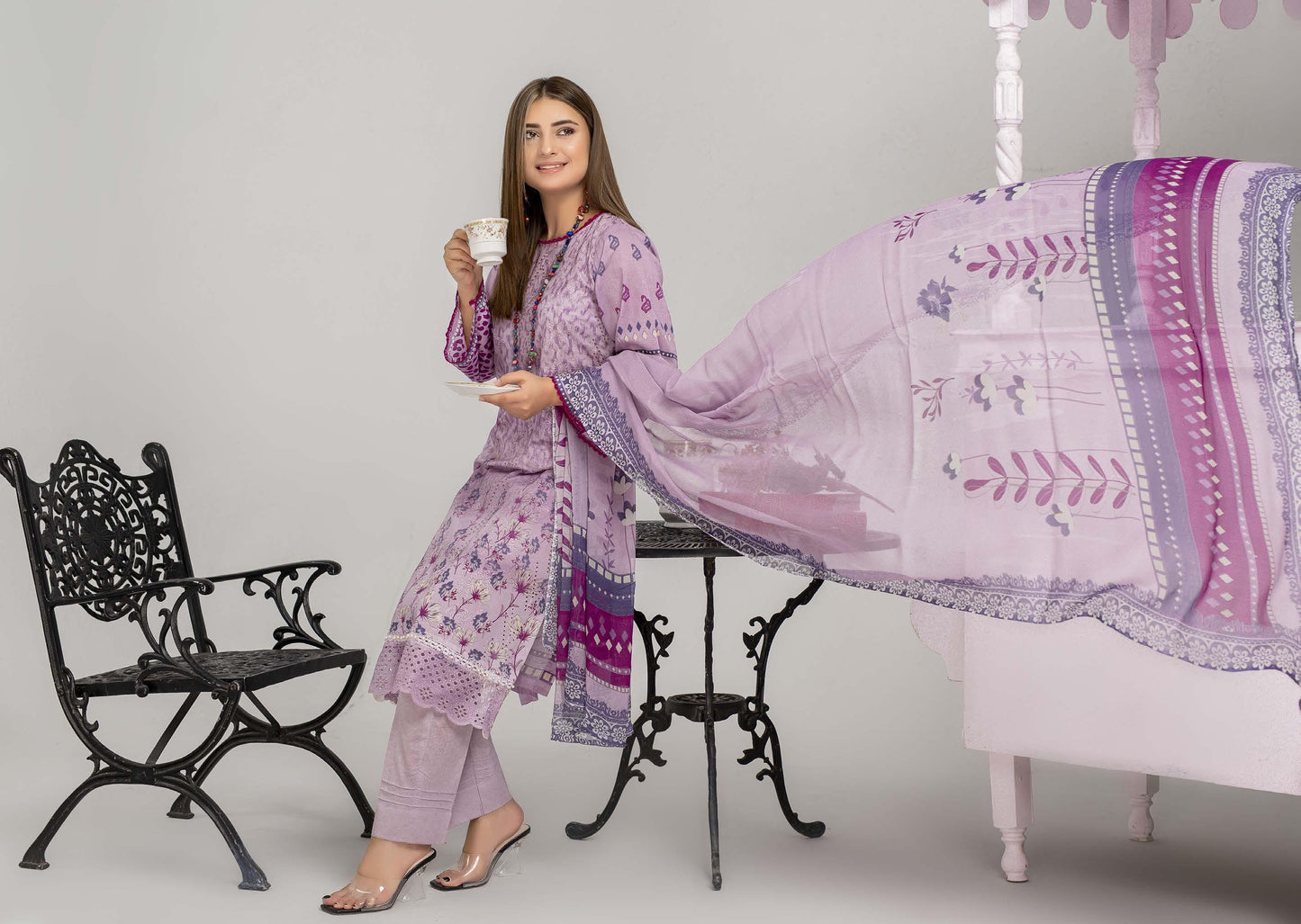 Saheliyaaan Lawn Chikenkari Chiffon Dupatta 009 - Waheed Javaid Collections