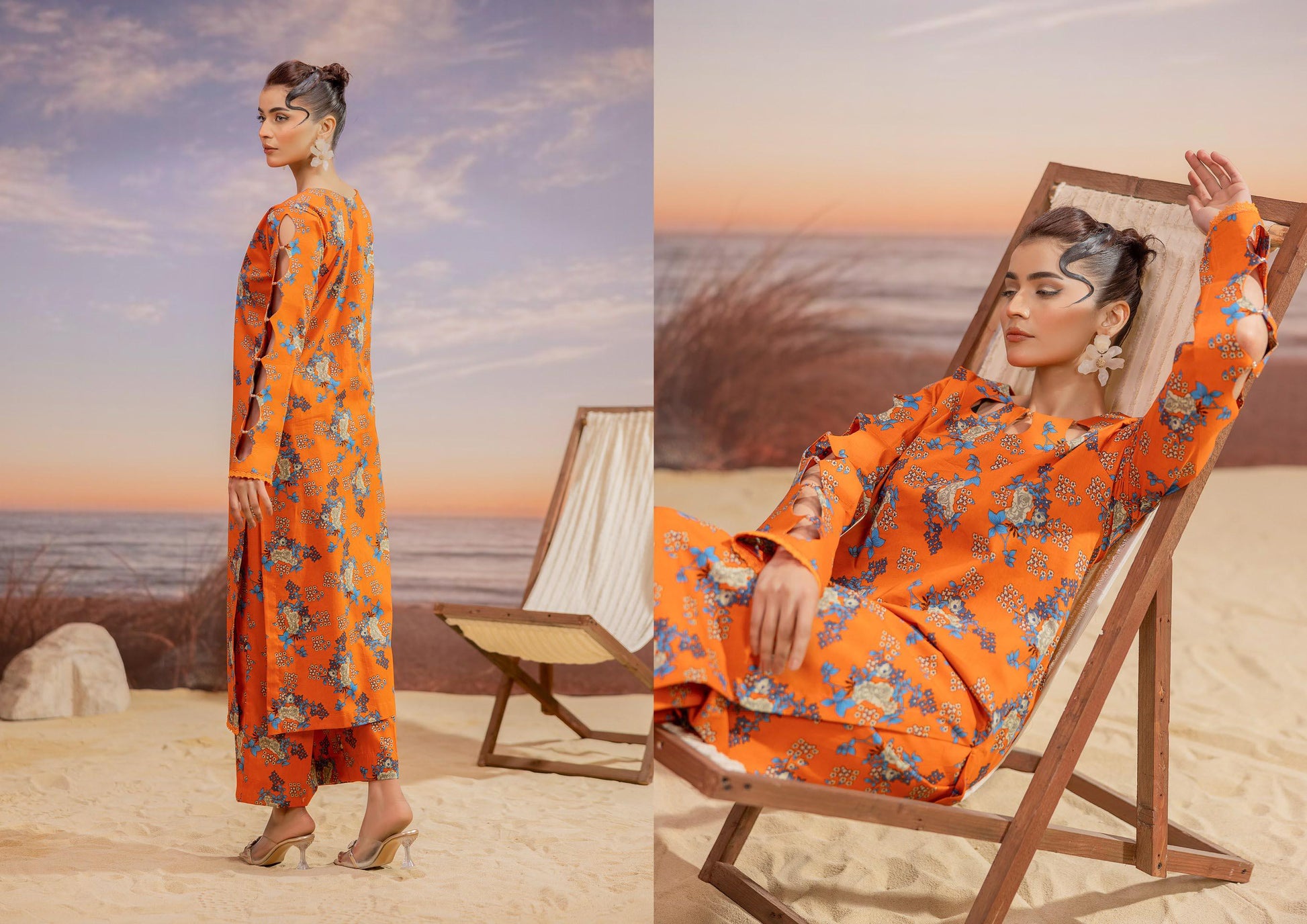 Premium High Quality Lawn 2 Piece Shirt & Trouser D#010 - Waheed Javaid Collections