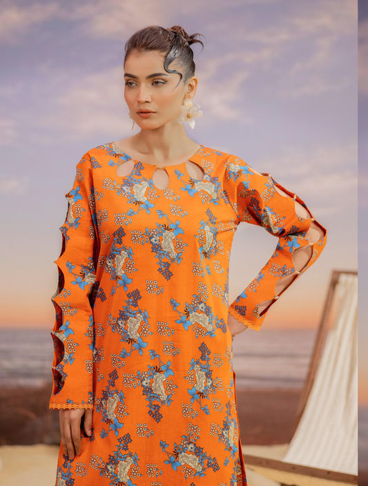 Premium High Quality Lawn 2 Piece Shirt & Trouser D#010 - Waheed Javaid Collections