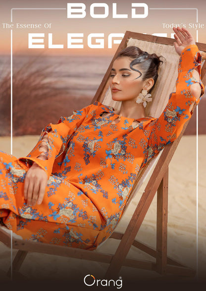 Premium High Quality Lawn 2 Piece Shirt & Trouser D#010 - Waheed Javaid Collections