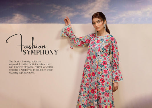 Premium High Quality Lawn 2 Piece Shirt & Trouser D#002 - Waheed Javaid Collections