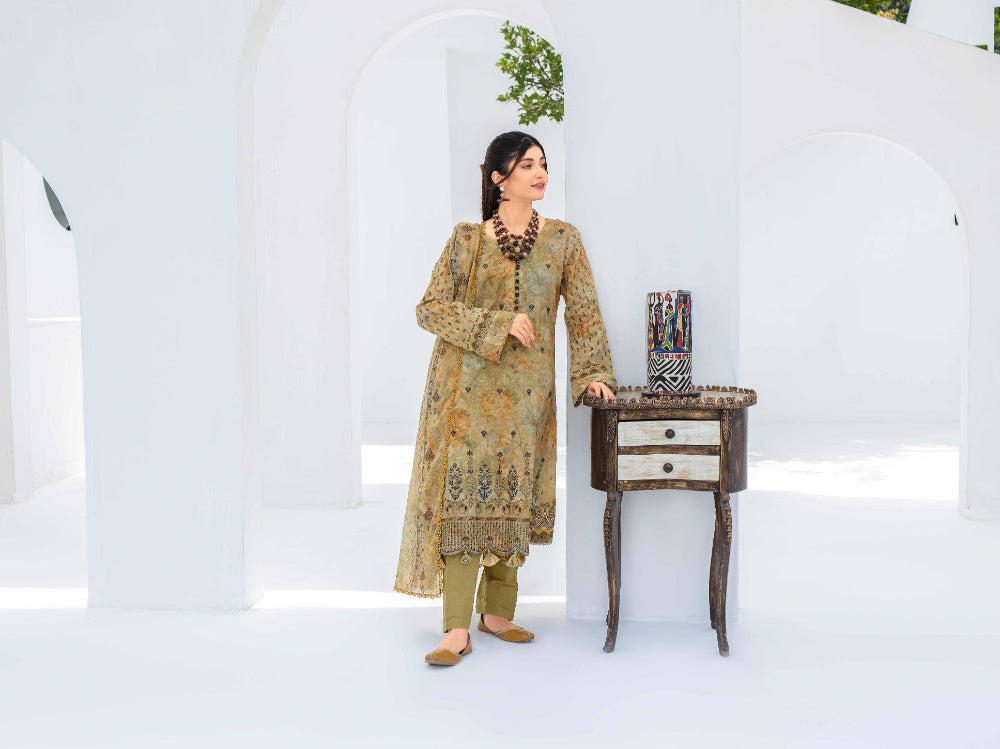 Sangat Dressline Embroidered lawn Print 01 - Waheed Javaid Collections