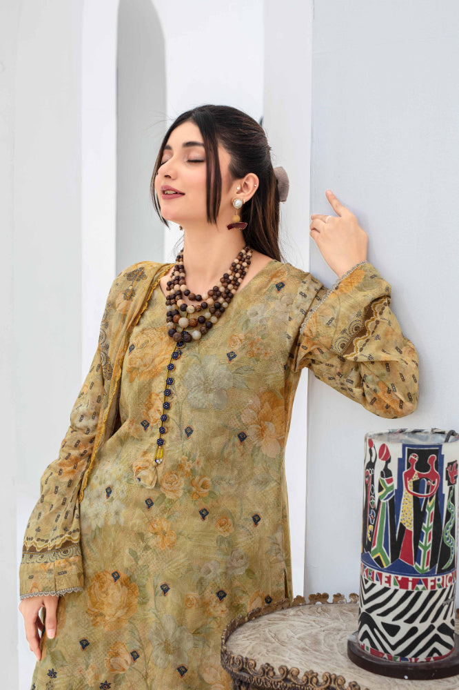 Sangat Dressline Embroidered lawn Print 01 - Waheed Javaid Collections