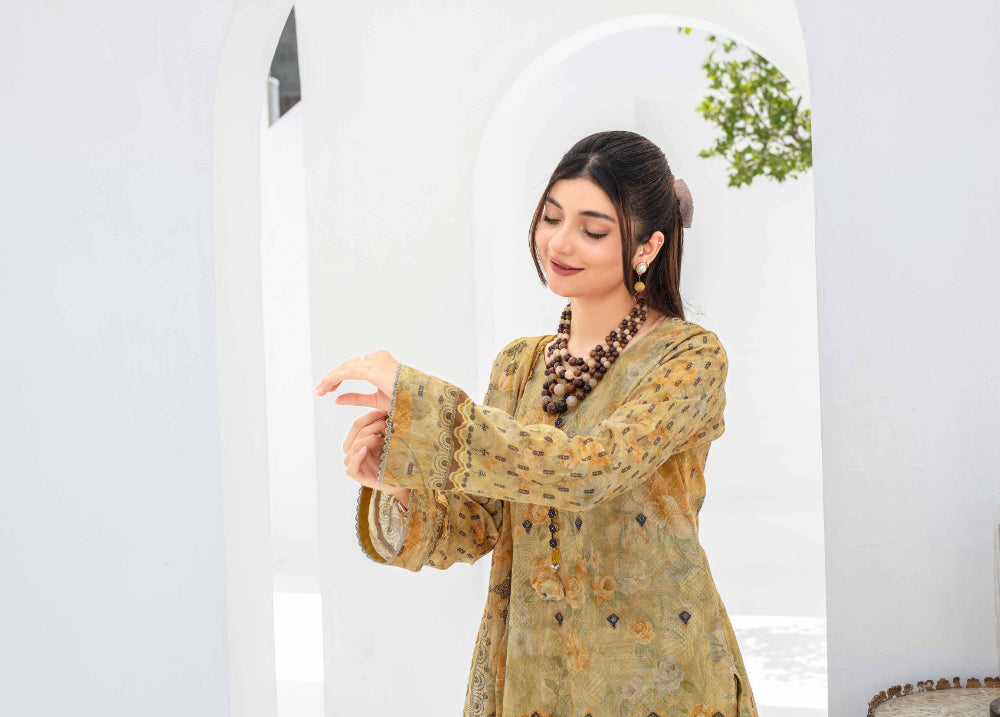 Sangat Dressline Embroidered lawn Print 01 - Waheed Javaid Collections