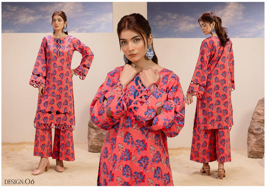 Premium High Quality Lawn 2 Piece Shirt & Trouser D#006 - Waheed Javaid Collections